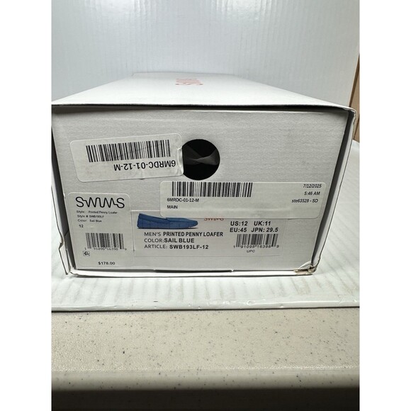 SWIMS Printed Penny Loafers Sail Blue Shoes Men’s Size 12 Slip In BRAND NEW - Picture 8 of 8